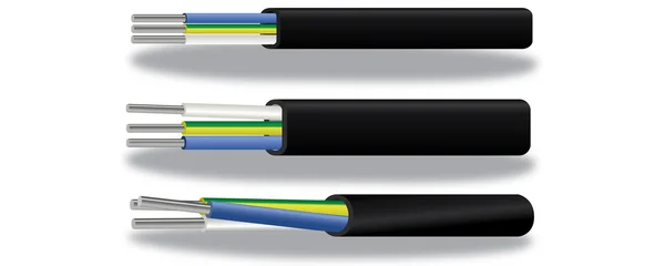 Eléctrico de 3 hilos? luminium cables — Vector de stock