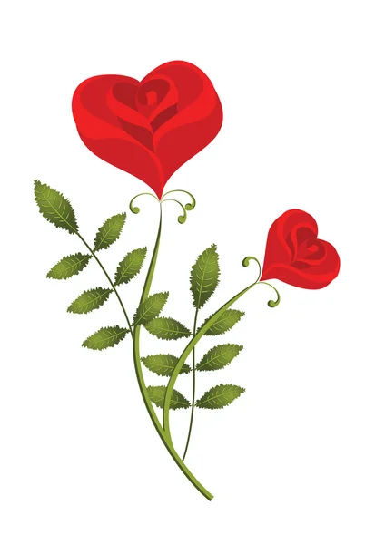 2 つの様式化された赤いバラ — ストックベクタ