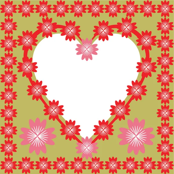 Cadre avec coeur et fleurs — Image vectorielle