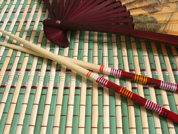 stock image Japanese fan and chopsticks