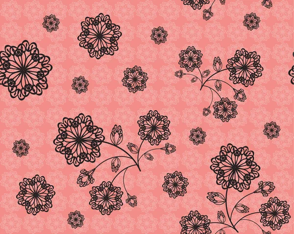 Черные цветы на розовом — стоковый вектор
