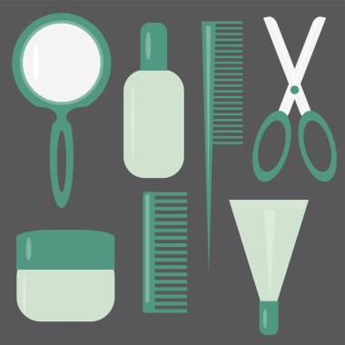 Set with hair care objects clipart