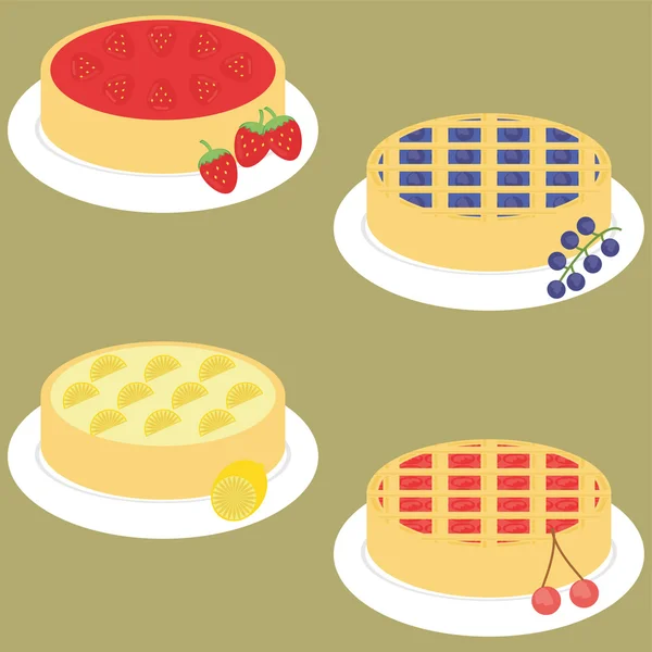 Four different pies — Stock Vector