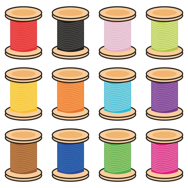 彩色卷筒的线程 — 图库矢量图片