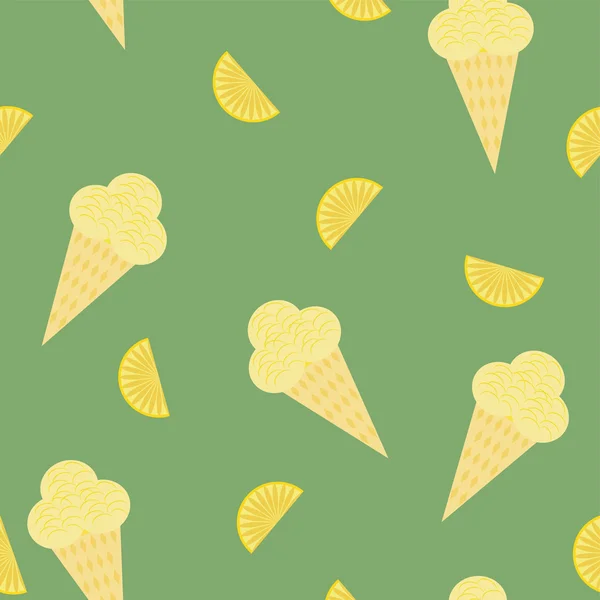 Bezešvé pozadí s citronovou zmrzlinou — Stockový vektor