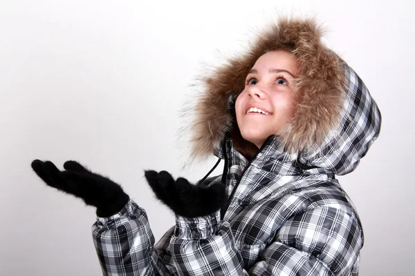 stock image Girl in expectation of snow