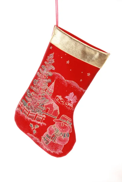 Різдвяний шкарпетка над білим — стокове фото