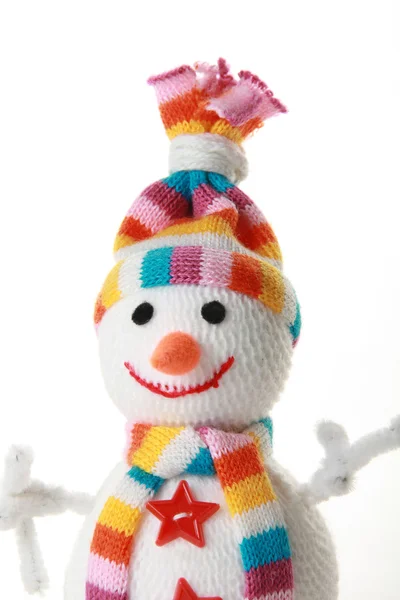 Fröhlicher Schneemann auf weißem Hintergrund — Stockfoto