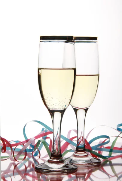 Two goblets with white wine — Stock Photo, Image