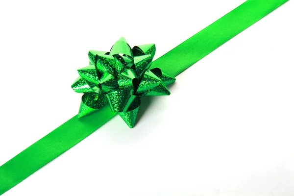 Green tape with bow — Stock Photo, Image