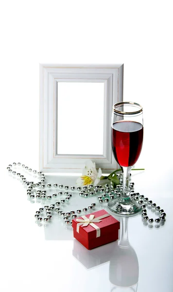 Frame, goblet and orchid — Stock Photo, Image