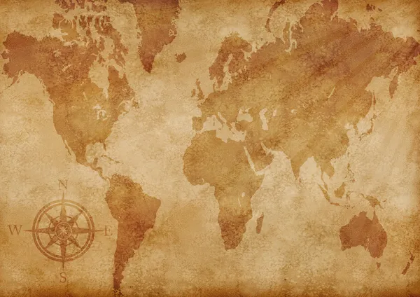 Υπολογιστή που δημιουργούνται παλιό χάρτη του κόσμου — Φωτογραφία Αρχείου