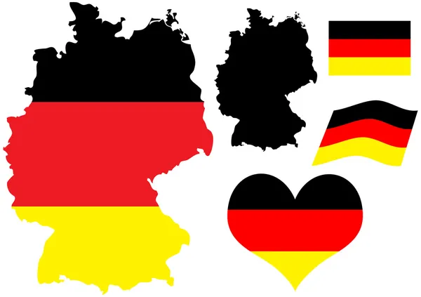 Mapa Německo s vlajkou a srdce — Stockový vektor