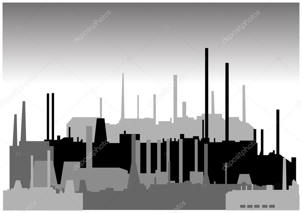 Set of different industrial buildings