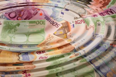 yuvarlak su dalgası ile Avrupa banknotlar