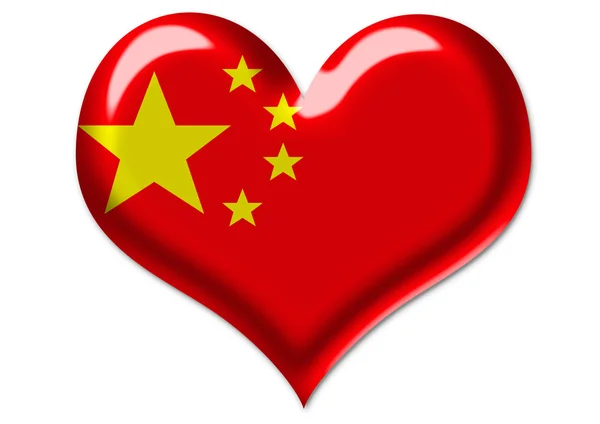 Bandera china en ilustración de corazón — Foto de Stock
