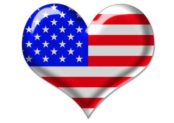 Vlajka USA v srdci — Stock fotografie