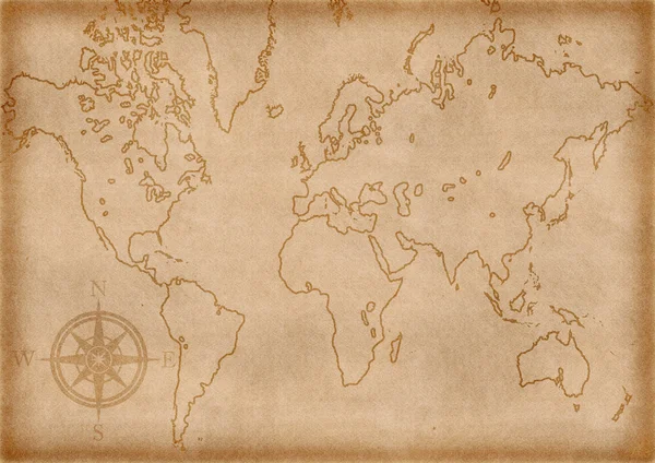 Υπολογιστή που δημιουργούνται παλιό χάρτη του κόσμου — Φωτογραφία Αρχείου