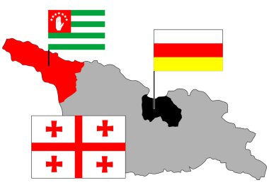 Georgia, Abkhazia, Ossetia maps clipart