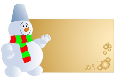 Snowman with blank card clipart