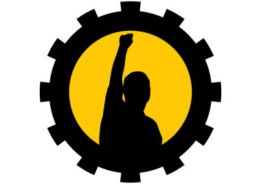 Protesting man pointing his fist clipart