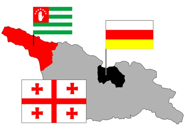 Georgië, Abchazië en Ossetië kaarten — Stockvector