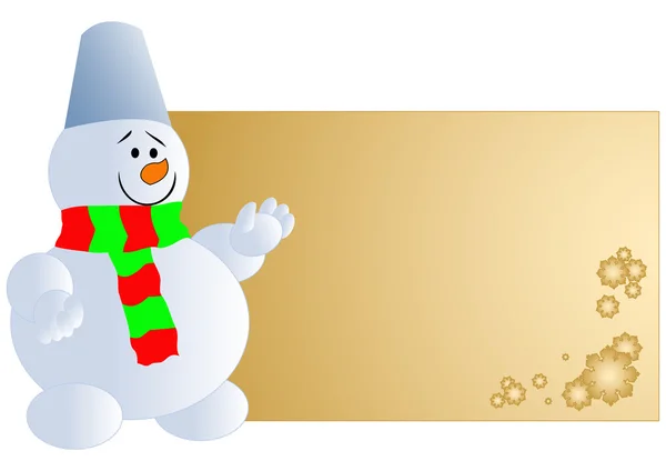 Snowman with blank card — Stock Vector