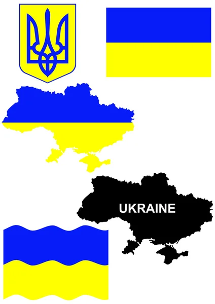 Ukrainische Flagge auf dem Landkartenvektor — Stockvektor