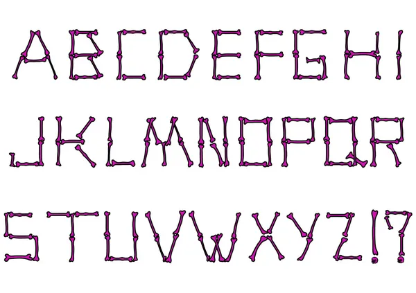 Conjunto de alfabetos vetoriais feitos de ossos — Vetor de Stock