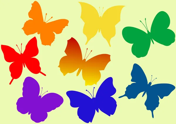 Renkli uçan kelebekler vektör — Stok Vektör