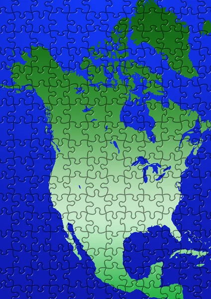 Puzzle Nordamerika Kartenillustration — Stockfoto