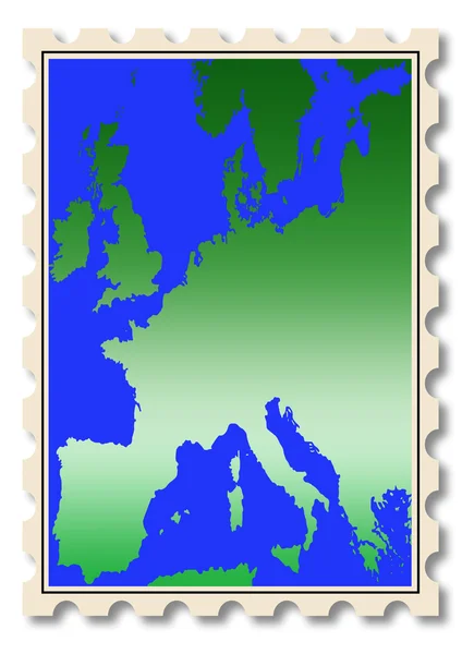 邮票上的欧洲地图图 — 图库照片