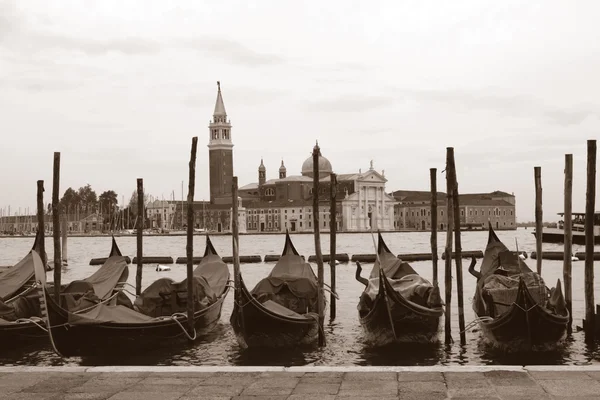 Sépie tónovaný panoráma města Benátky — Stock fotografie