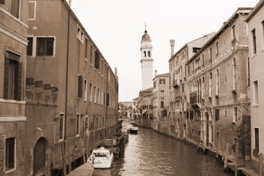 Sepia toned cityscape of Venice clipart