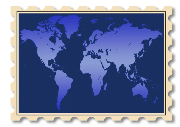 World map illustration on stamp — Stock Photo, Image