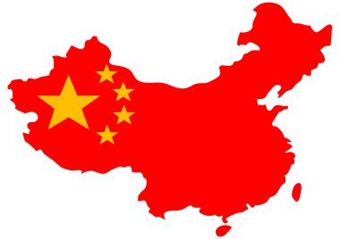 Chinese flag on country map illustration clipart