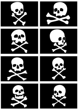 Pirate flags with skulls and crossbones clipart