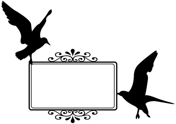 Terbang burung camar laut dengan kartu kosong - Stok Vektor