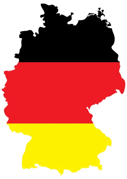 Bandera alemana en el mapa del país vector — Vector de stock