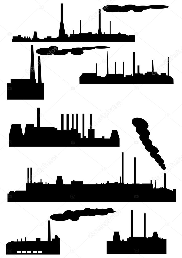 Set of different industrial buildings