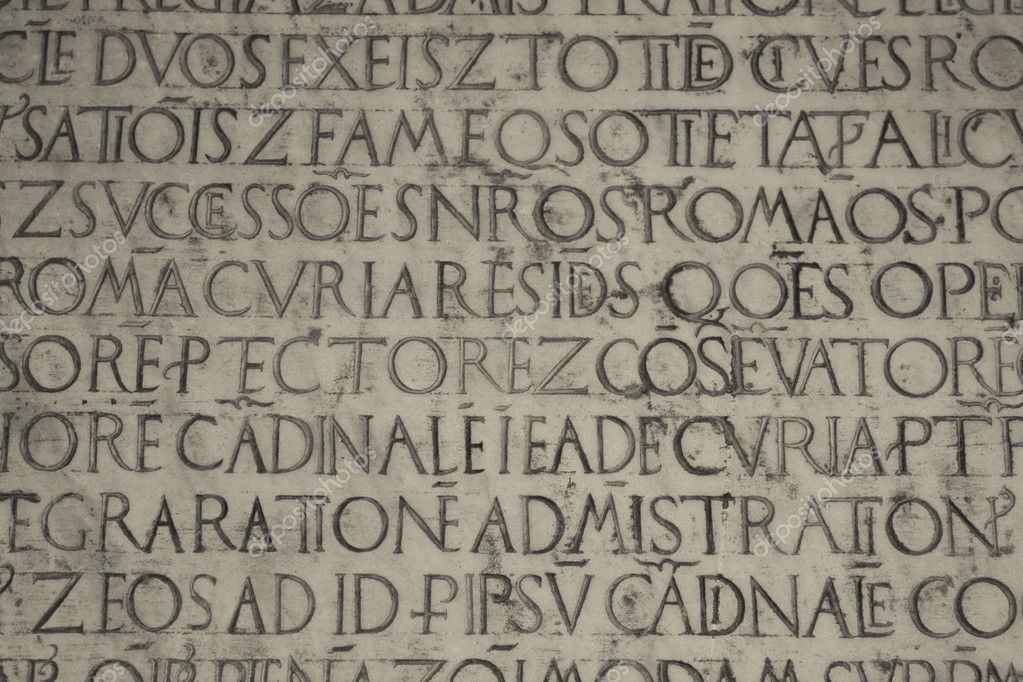 Medieval latin catholic inscription — Stock Photo © alehnia 1242189