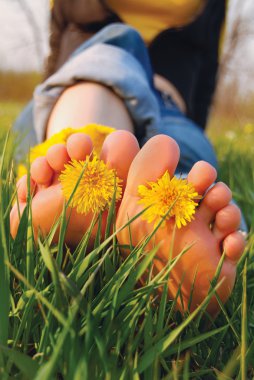 Feet on the grass clipart