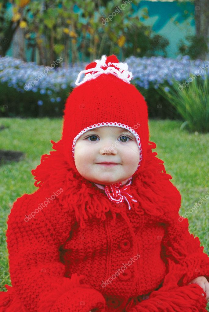Little girl in red clothes — Stock Photo © MelashaCat 1240872