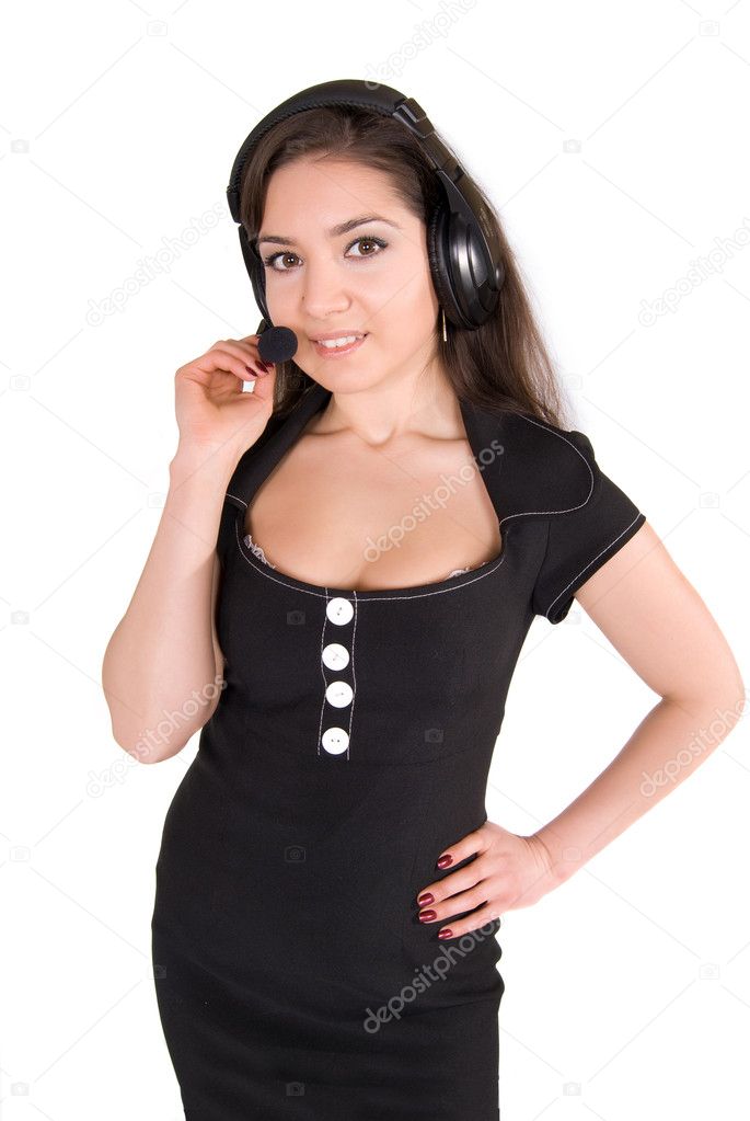 Beautiful businesswoman with headset