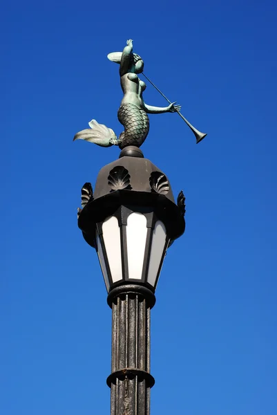 Old lamp post with mermaid — Stock Photo, Image