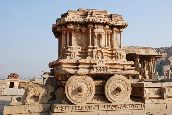 stock image Chariot in the vittalla temple in Hampi.