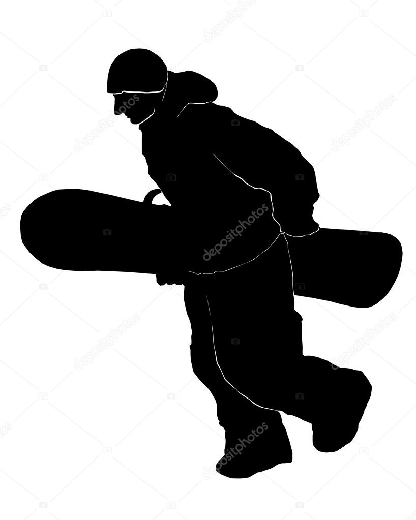 Silhouette snowboarder