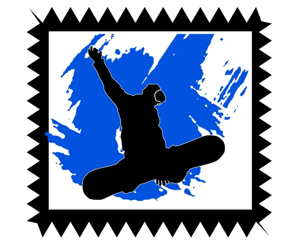 Francobollo con lo snowboarder immagine — Foto Stock