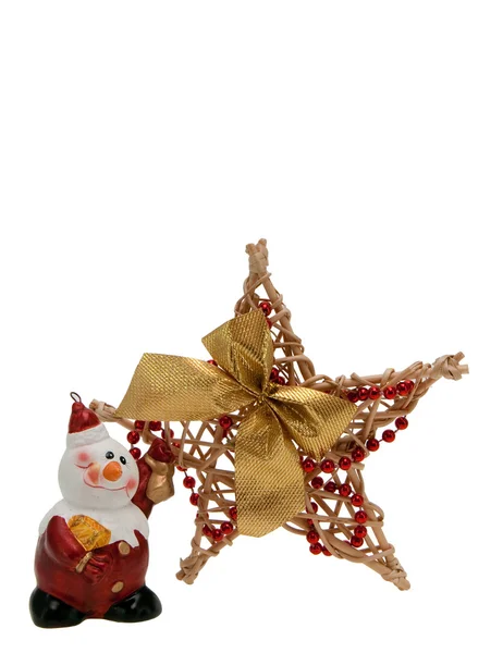 Snowman and a star — Stock Photo, Image