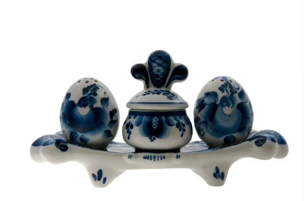 Ceramic gzhel art set — Stock Photo, Image